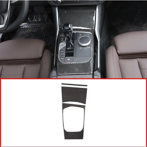 Real Carbon Fiber 3D Sticker Center Console Gear Shift Decoration Panel Cover Trim For 3 Series G20 G28 325 2019-20 Accessories