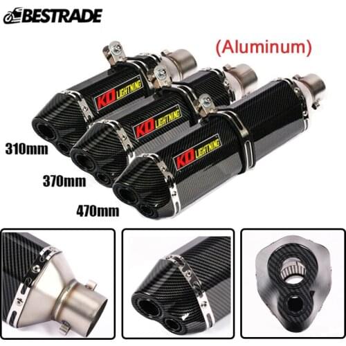 Silp on For 51mm Motorcycle Dual-outlet Aluminum Exhaust Muffler Pipe 310mm/370mm/470mm For Universal Street Dirt Bike Slip On
