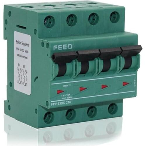 4P 1000V 1200V Solar DC MCB PV Mini Circuit Breaker 6A 10A 16A 20A 25A 32A 40A 63A PV Solar System With TUV & CE Certificate