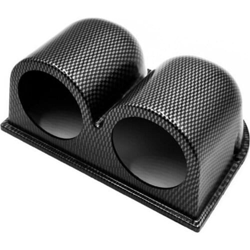 Universal 2-1/16 inch 52mm Dual 2 Hole Car Dash Dashboard Gauge Pod Mount Holder Carbon Fiber Look