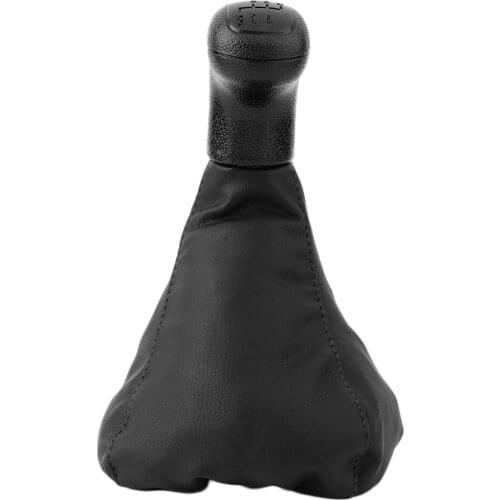Universal Manual PU Leather Shifter Shift Knob Cover Stitch 5 Speed Boot Dustproof for Benz Black Easy to install