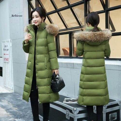 Womens Korean Style Down Jacket Winter Coat Female Jacket Women Coats Fashion Clothes Real Raccoon Fox Fur Mujer
