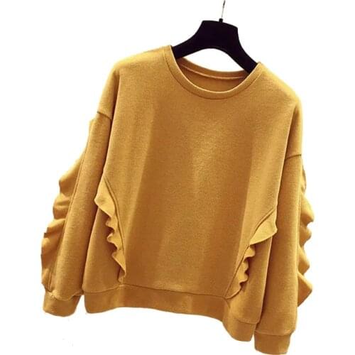 Autumn winter plus size womens sweater pullover button o neck wooden ear Vintage knitted yellow sweaters female trend jumper