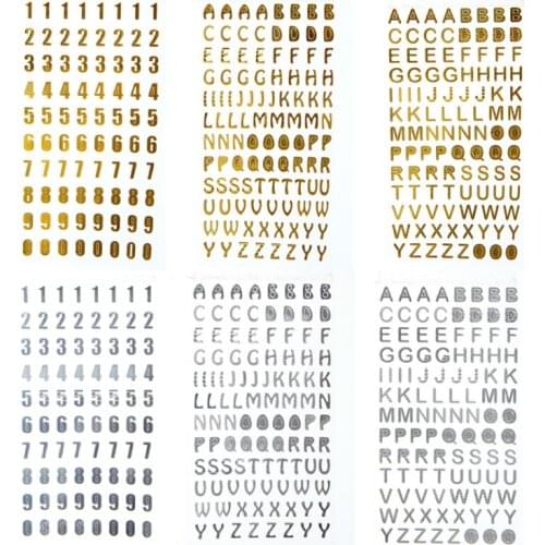 1pc Cute Kawaii Gold Silver Color Letter Alphabet Paper Sticker for Kids Stationery Diy Figure Number Scrapbook Stickers