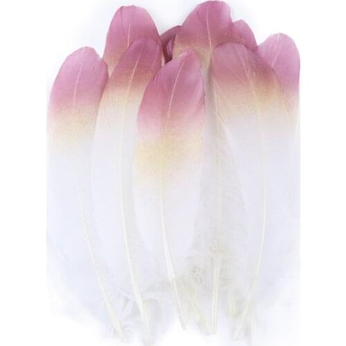 10Pcs Gold Gradient Goose Feathers For Crafts Jewelry Making Wedding Clothes Decoration Christmas Tree Accessories Fluffy Plumes