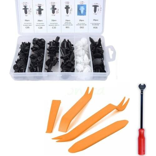100Pcs Car Body Plastic Push Pin Rivet Fasteners Trim Moulding Clip Screwdriver