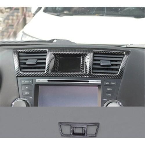 2pcs/Lot ABS Carbon Fiber Grain Central Control Air Conditioning Outlet Decoration Cover For 2009-2014 Toyota Highlander