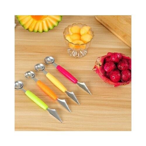 2 in 1 double head stainless steel carving knife fruit ball scoop ice cream ball scoop spoon household kitchen accessories