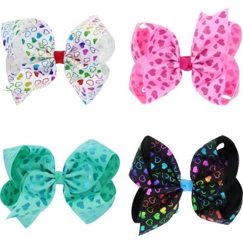 24 pcs/lot, Unicorn Print 6.7 inch Extra Large Bow Hair Clips, School Girl Hair Clips, Girls Valentines Day Hair Accessories