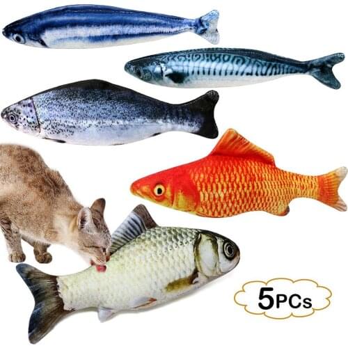 5Pcs 3D Fish Shape Cat Toy Gifts Catnip Fish Stuffed Pillow Doll Simulation Fish Playing Toy For Pet Cat Product