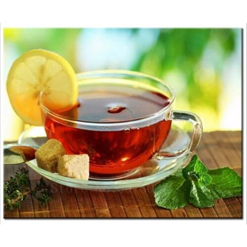 Diamond Mosaic 5D Diy Diamond Embroidery Cup Of Lemon Tea Full Diamond Painting Cross Stitch Rhinestone Home Decoration Stickers