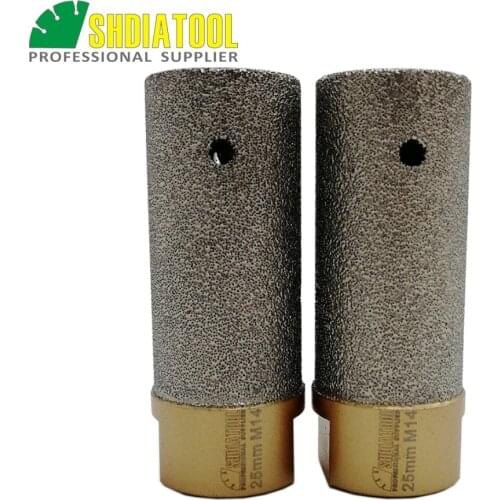 SHDIATOOL 2pcs 25mm Vacuum Brazed Diamond finger bits With M14 Thread Enlarge shape round bevel existing holes