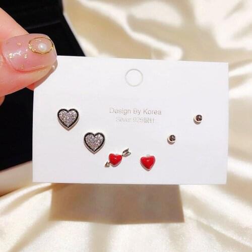 2020 Fancy DesignLove Heart Stud Earrings Set Earrings For Women Micro Inlaid Cubic Zircon 6-piece Set Earrings S-E1139