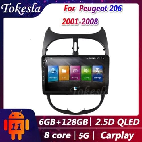 Tokesla 9" Android 11 Car Radio For Peugeot 206 Auto Central Multimedi Gps Navigation bluetooth Dvd Player Dps 2 din 2001-2008