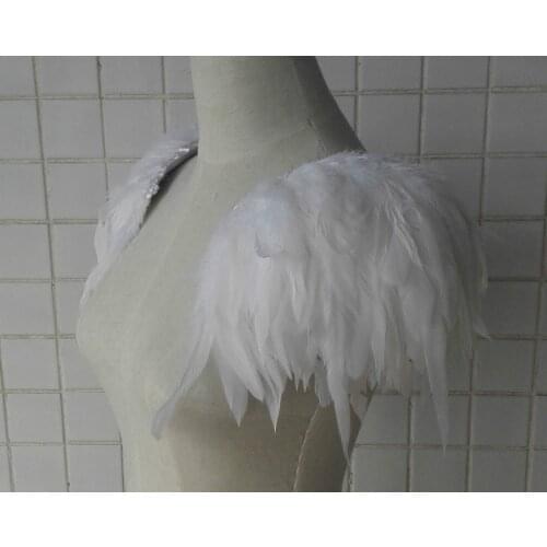 White feather epaulette pads #FSP16002