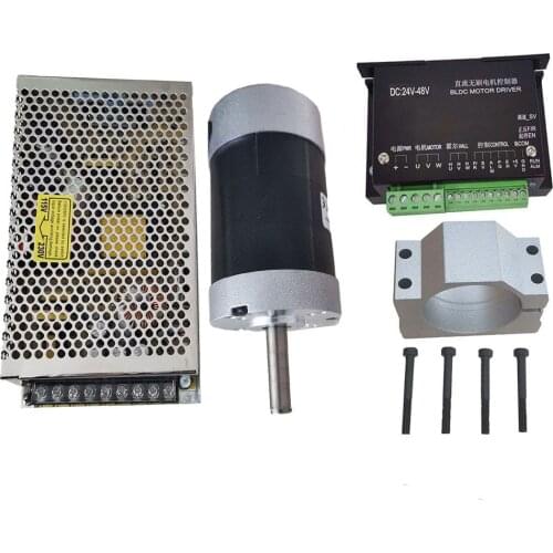 200W/0.2KW /Optical Axis Brushless DC Spindle Motor+55MM Clamp withScrews+48VDC Stepper Motor Driver+48VDC4.2A Power Supply