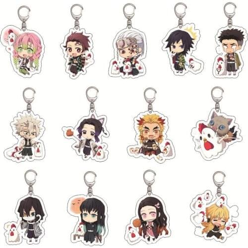 Anime Demon Slayer Keychain Rooster Series Kimetsu No Yaiba Tanjirou Nezuko Agatsuma Zenitsu Figure Cosplay Pendant Keyring