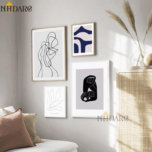 NHDARC Black White Abstract Line Human Body Canvas Painting Giclee Print Poster Art Wall Pictures for Living Room Home Decor