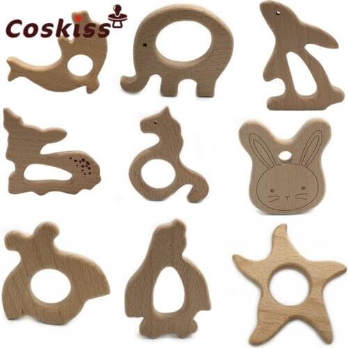 Wooden Teether Toy Baby Safe Nurse Breastfeeding Chew Training Toddler Unwaxed Beech Wooden eco-friendly Organic Baby Teether