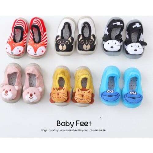 Baby Socks with Rubber Soles Floor Non-slip Cotton Cartoon Doll Socks with Bells Baby Girls Boys Soft Cute Boots Baby Shoes