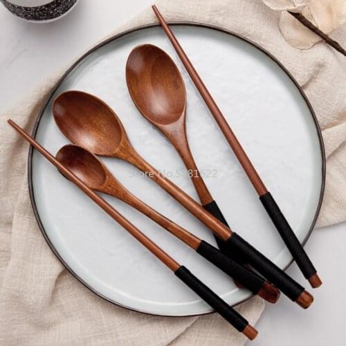 Environmental protection Japanese portable wooden chopsticks wooden spoon set natural wooden chopsticks spoon tableware