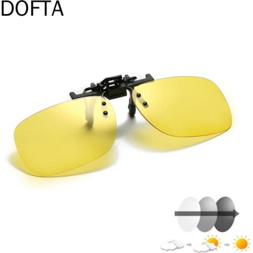 DOFTA Photochromic Clip On Glasses Anti-UVA Anti-UVB Ultra-light Driving Polarized Clip On Sunglasses Eyeglass 9375
