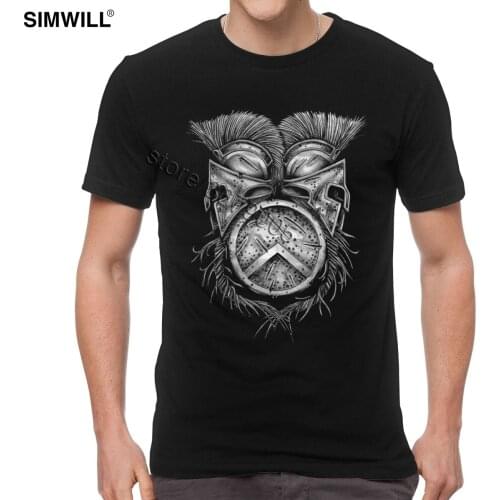 Novelty Spartan Helmets T-shirt Men Breathable Cotton Sparta Warrior T Shirts Round Neck Short Sleeved harajuku Tees