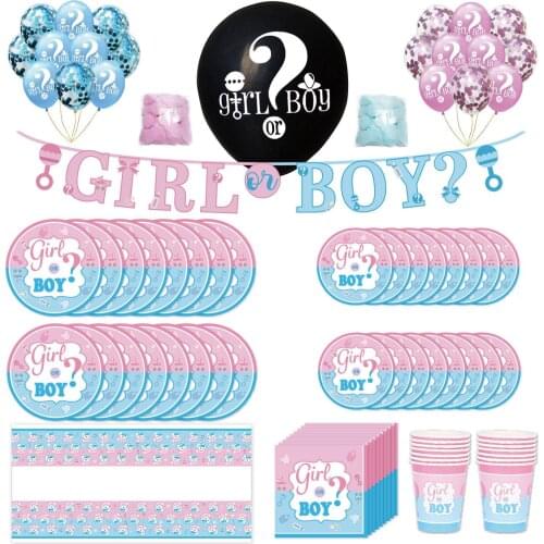 Gender Reveal Girl Or Boy Latex Balloon Birthday Party Decor Disposable Tableware Baby Shower Decoration Kids Favor Supplies