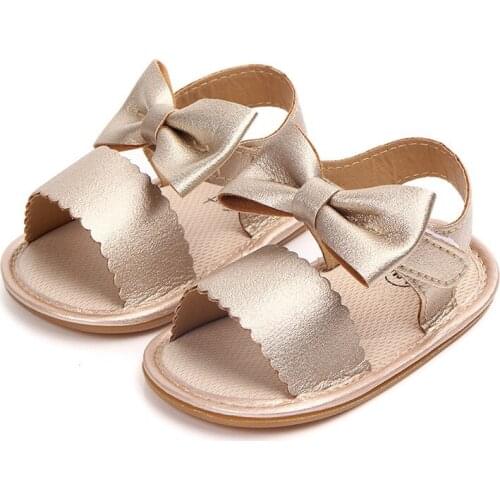 Summer Newborn Infant Baby Girls Princess Bowknot Shoes Soft Sole PU Shoes Fit For 0-24M