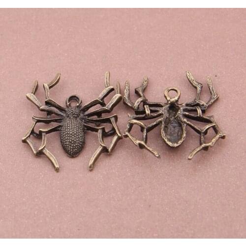 Hot 50pcs Vintage Spider Pendant Charm Jewelry Making For Chain/bags/apparel/key Chain Fashion DIY Jewelry Accessories