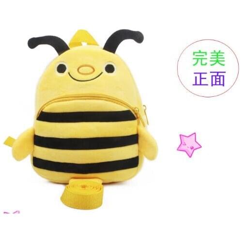 Cute cartoon men and women baby anti-lost backpack plush bag 1-2 years old baby traction rope school bag