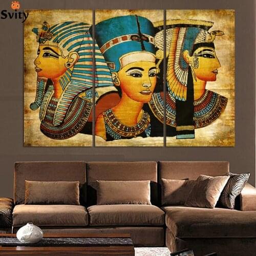 3pcs/set New Arrival Pharaoh Of Egypt Unframed Home Decoration Paintings Modern Abstract Wall Painting,Free Shipping