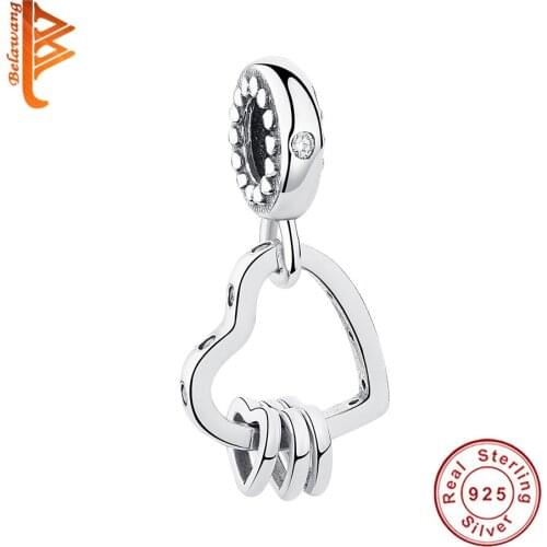 Wholesale 925 Sterling Silver Fashion Love Heart Charm White Crystal Bead Fit Original Bracelet Women DIY Jewelry Party Gift