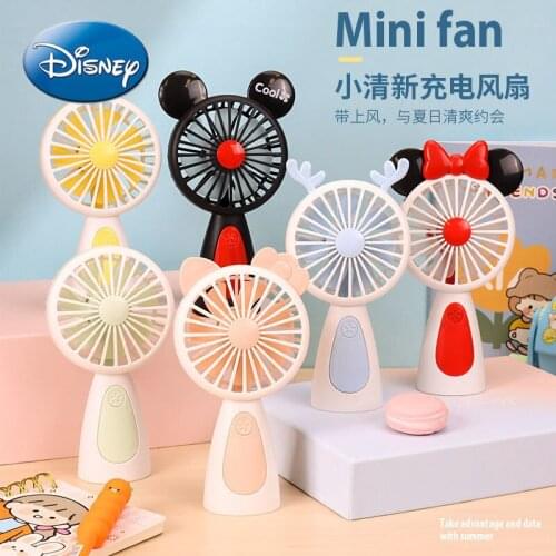Disney Cartoon Handheld USB Rechargeable Night with Light Can Be Placed on The Desktop Outdoor Portable with Mini Handheld Fan