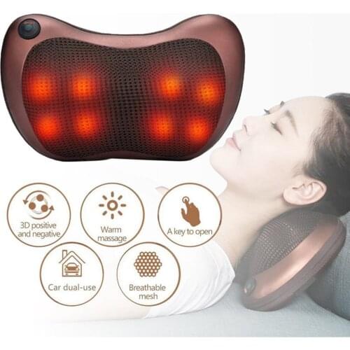 Relaxation Massage Pillow Vibrator Electric Shoulder Back Heating Kneading Therapy Pillow Neck Massager For Car For Home