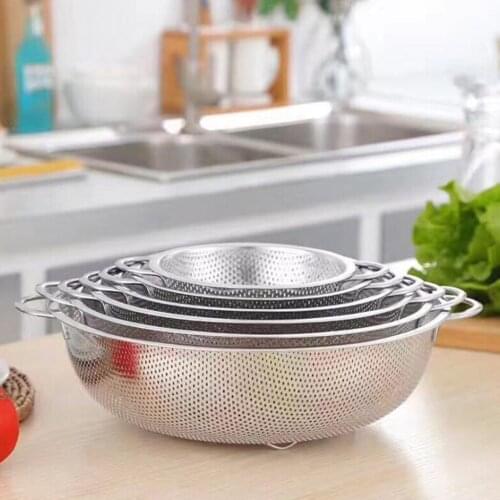 Stainless Steel Mesh Strainer Rice Vegetable Fast Draining Kitchen Tools