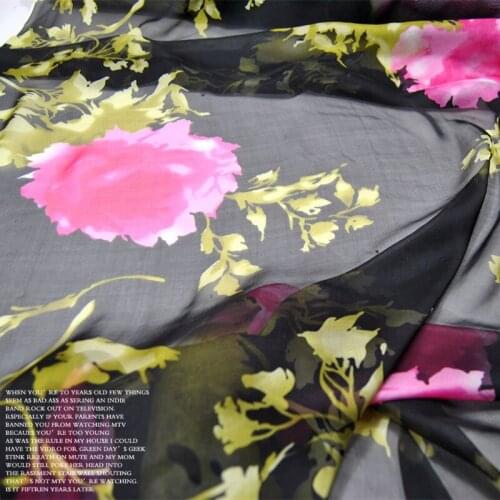 LEO&LIN Large Wide Black Big Red Real Silk Chiffon 100% Silk Clothing Cloth Fabric DIY Sewing Tissue