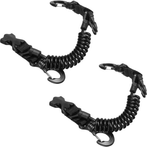 2 Pieces Scuba Diving Dive Camera Light Spring Coil Lanyard Nylon Webbing Strap With Quick Release Buckle And Clips