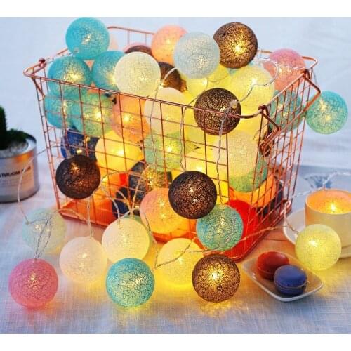 LED Cotton String Ball Light String Lights For Christmas Bedroom Garden Decoration Light Ball Lantern Room Night Light