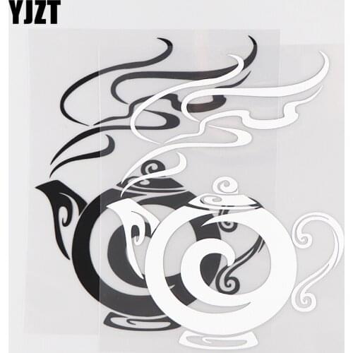 YJZT 12.8×15.9CM Teapot Personalized Pattern Vinyl Decal Fashion Car Sticker Black/Silver 20D-0058