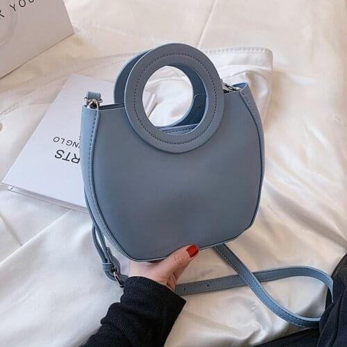 PU Leather Handbags for Women 2021 Luxury Designer Shopper Wallets Fashion Casual Niche Design Candy Colors Round Crossbody Bags