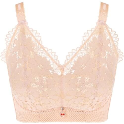 2020 New Sexy Lace Bras for Women Ultra Thin Minimzer Bra C D E Cup Plus Size Brassiere Wireless Bralette