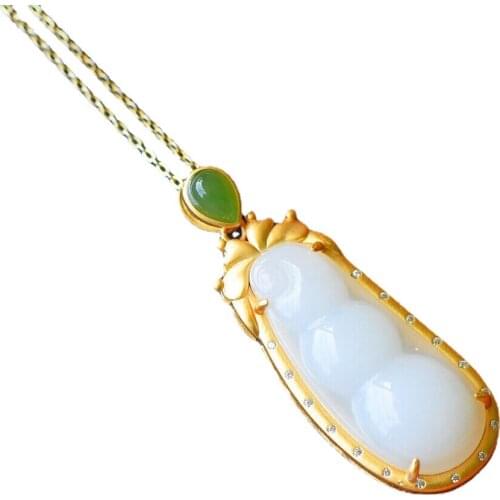 Certified Vintage Silver Jade Beans Necklace S925 Sterling Silver Jade Jasper Necklace for Women Jewelry Simple Necklace