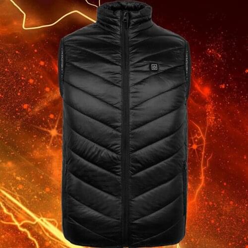 Winter Unisex Sleeveless Zipper Smart USB Charging Heating Waistcoat Cotton Vest