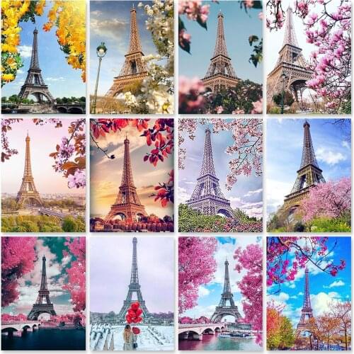 ZOOYA 5D DIY Diamond Painting Eiffel Tower Diamond Embroidery Landscape Full Set Rhinestone Mosaic Scenery Picture Home Decor