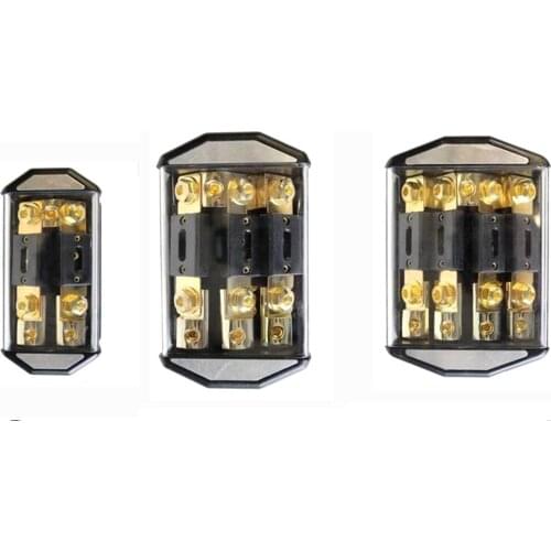 1PC 1x0GA IN 2/3/4x4GA OUT Car Audio Power Fuse Box with 100A Fork Bolt Fuses