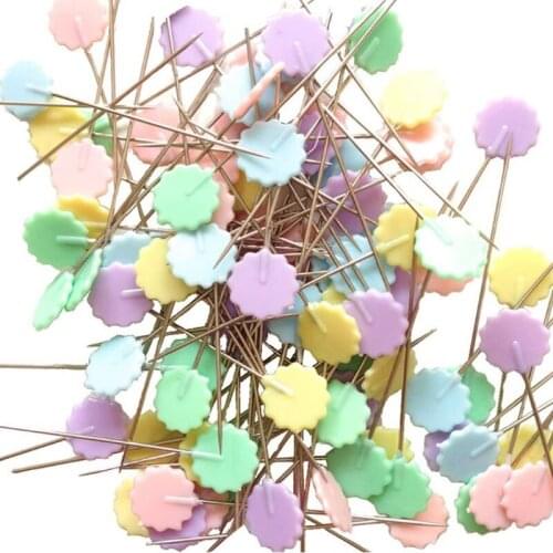 100pcs/Box Mixed Colors Dressmaking Pins Embroidery Patchwork Needles Butterfly Flower Head Pins DIY Sewing Accessories