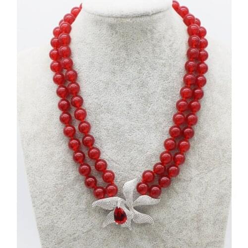 2rows green jade round 8mm &blue zircon flower clasp 17-18inch necklace bracelet FPPJ wholesale beads nature