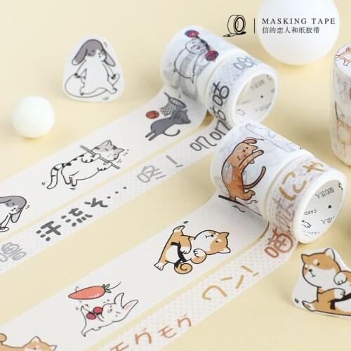 2pcs/set Kawaii Fat Pet Sports Meeting Series DIY Self Adhesive Paper Washi Masking Tape Sticker Craft Scrapbooking Sticker