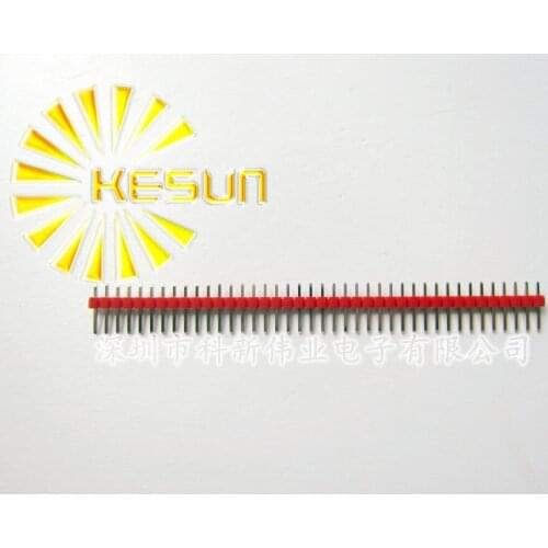 200pcs/lot 2.54mm Red 40pin Single Row Male 1X40 Copper Pin Header Strip Good quality